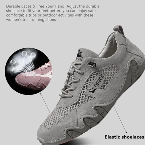 Dbeck AirWalker Ultralight Breathable Mesh Gray Suede Comfort Shoes Men’s Size 8 - Picture 4 of 14